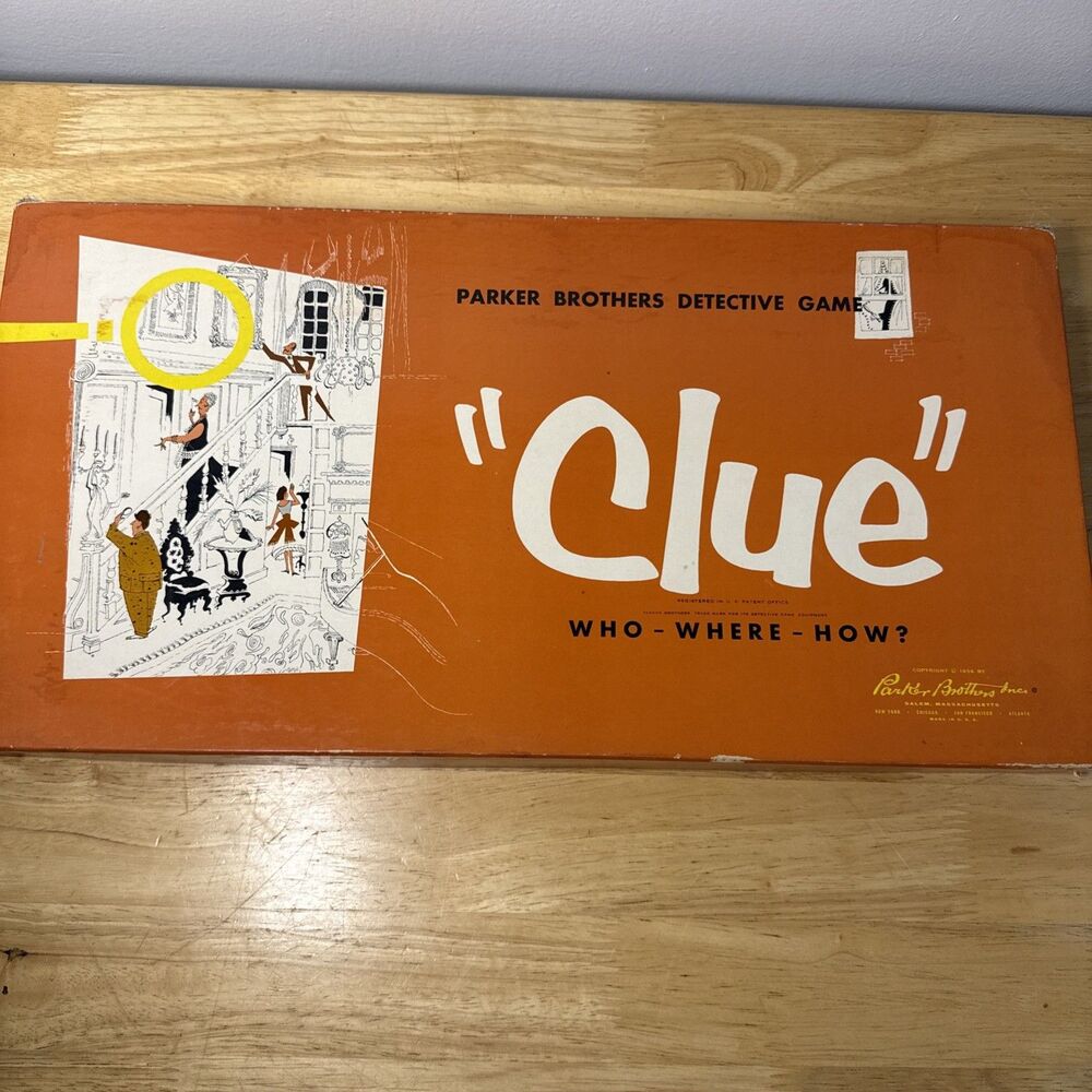 Vintage 1956 Clue Detective Board Game Parker Brothers Complete